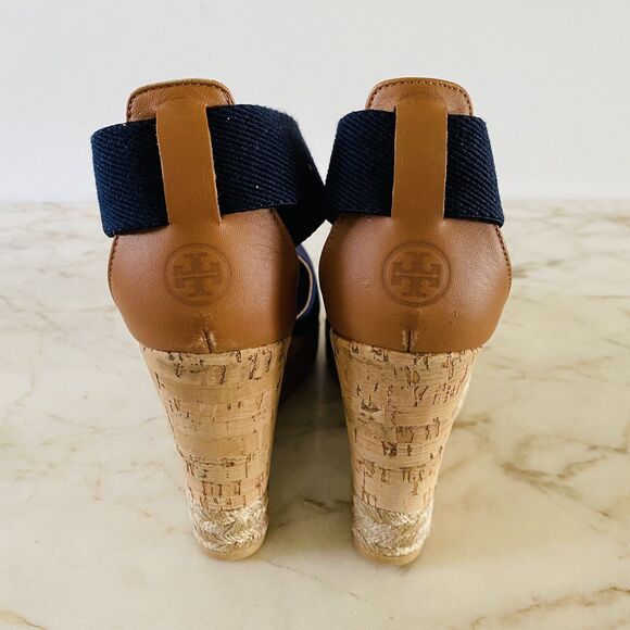TORY BURCH Solid Denim Blue Espadrille Wedge Platform Sandal - US 7.5 - Picture 8 of 11